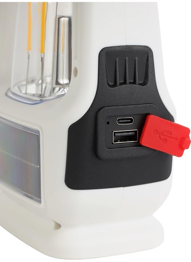 فانوس إضاءة LED  قابل لإعادة الشحن  مع لوحة شمسية وشحن USB، بطارية 2400 مللي أمبير - Image 3
