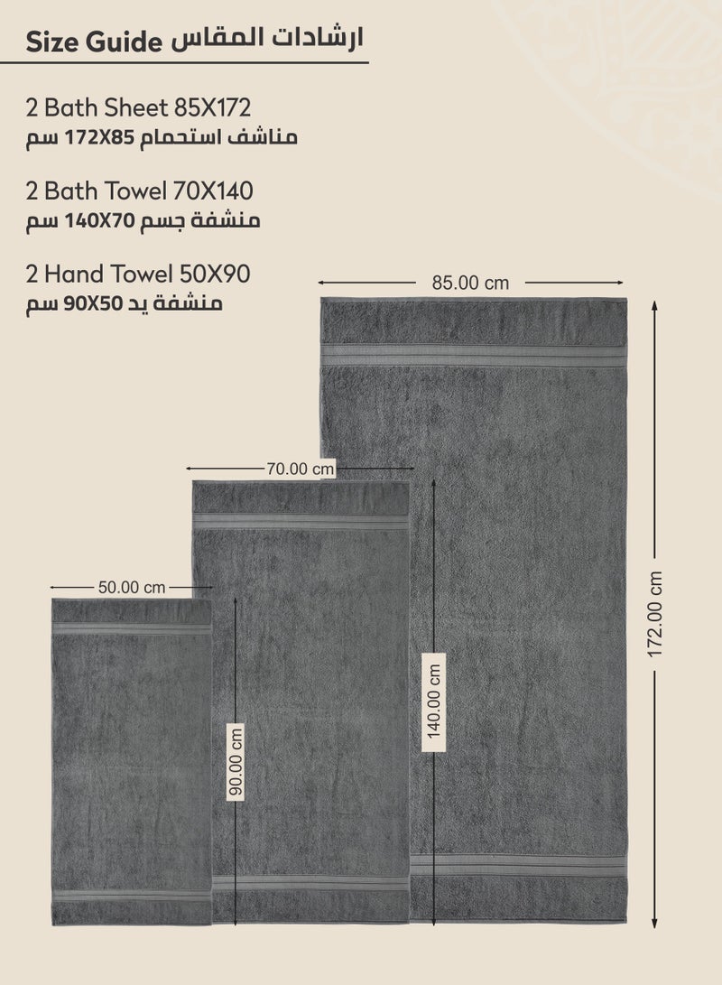 دوناتيلا قسط منشفة 6 قطع مجموعة ، 100 ٪ بتمشيط القطن 600 غسم ، ماصة للغاية ، سريعة الجافة منشفة مجموعة تشمل 2 منشفة حمام ، 2 ورقة حمام ، 2 منشفة اليد ، أفضل مجموعة للحمام رياضة ، فندق وسبا ، رمادي - Image 2