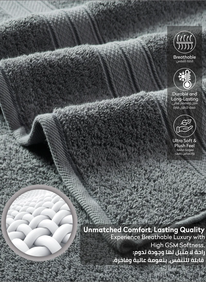Donetella Premium Towel 6-Pcs Set, 100% Combed Cotton 600 GSM, Highly Absorbent, Quick Dry Towel Set Include 2 Bath Towel, 2 Bath Sheet, 2 Hand Towel, Best Set for Bathroom Gym, Hotel And Spa,Grey