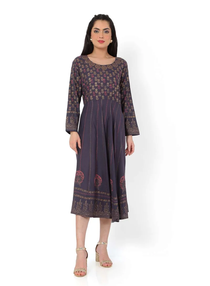 HANA & SARA MULTICOLOUR PRINTED LONG SLEEVES CASUAL SHORT ARABIC KAFTAN JALABIYA DRESS