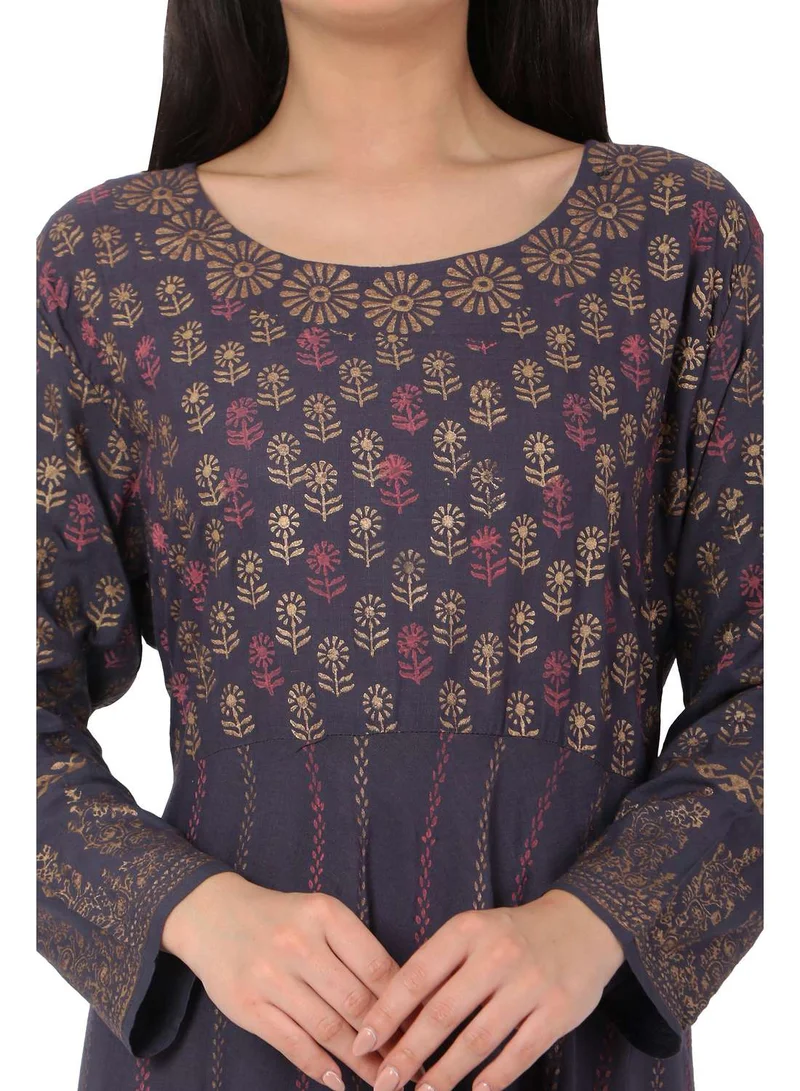 HANA & SARA MULTICOLOUR PRINTED LONG SLEEVES CASUAL SHORT ARABIC KAFTAN JALABIYA DRESS