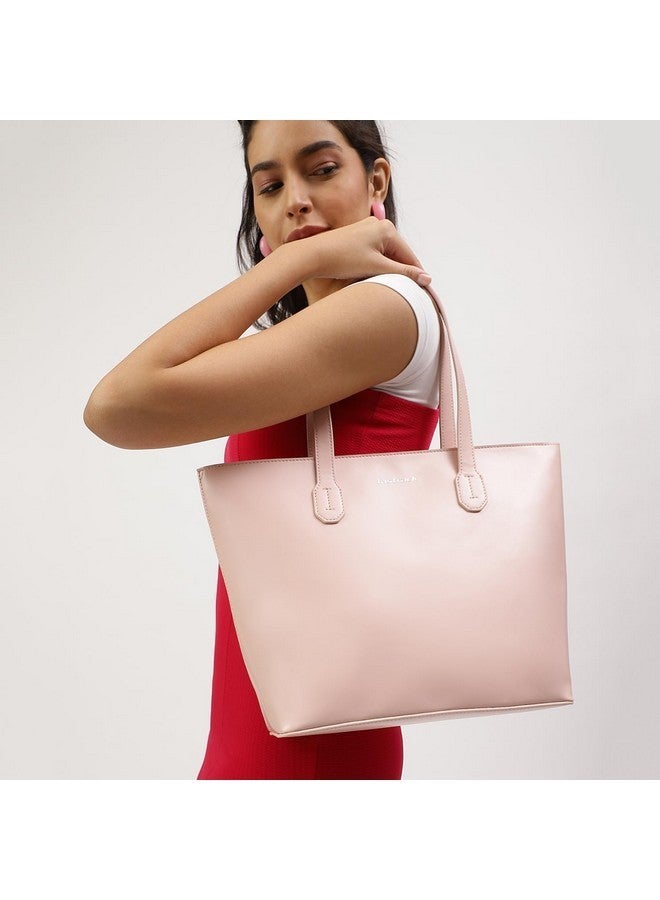 Fastrack Powder Pink College Tote Bag for Women, Girls and Ladies | Made of Premium Faux Leather - Image 2