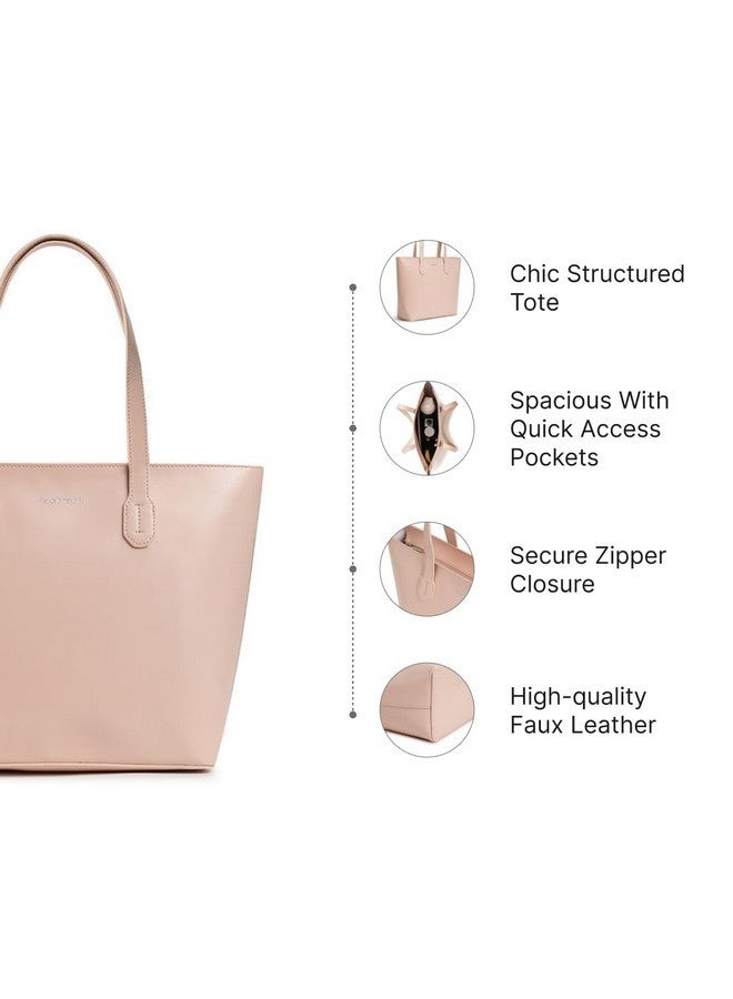Fastrack Powder Pink College Tote Bag for Women, Girls and Ladies | Made of Premium Faux Leather - Image 3