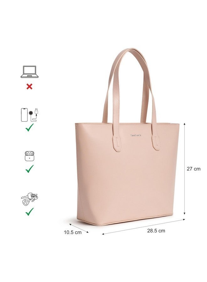 Fastrack Powder Pink College Tote Bag for Women, Girls and Ladies | Made of Premium Faux Leather - Image 4