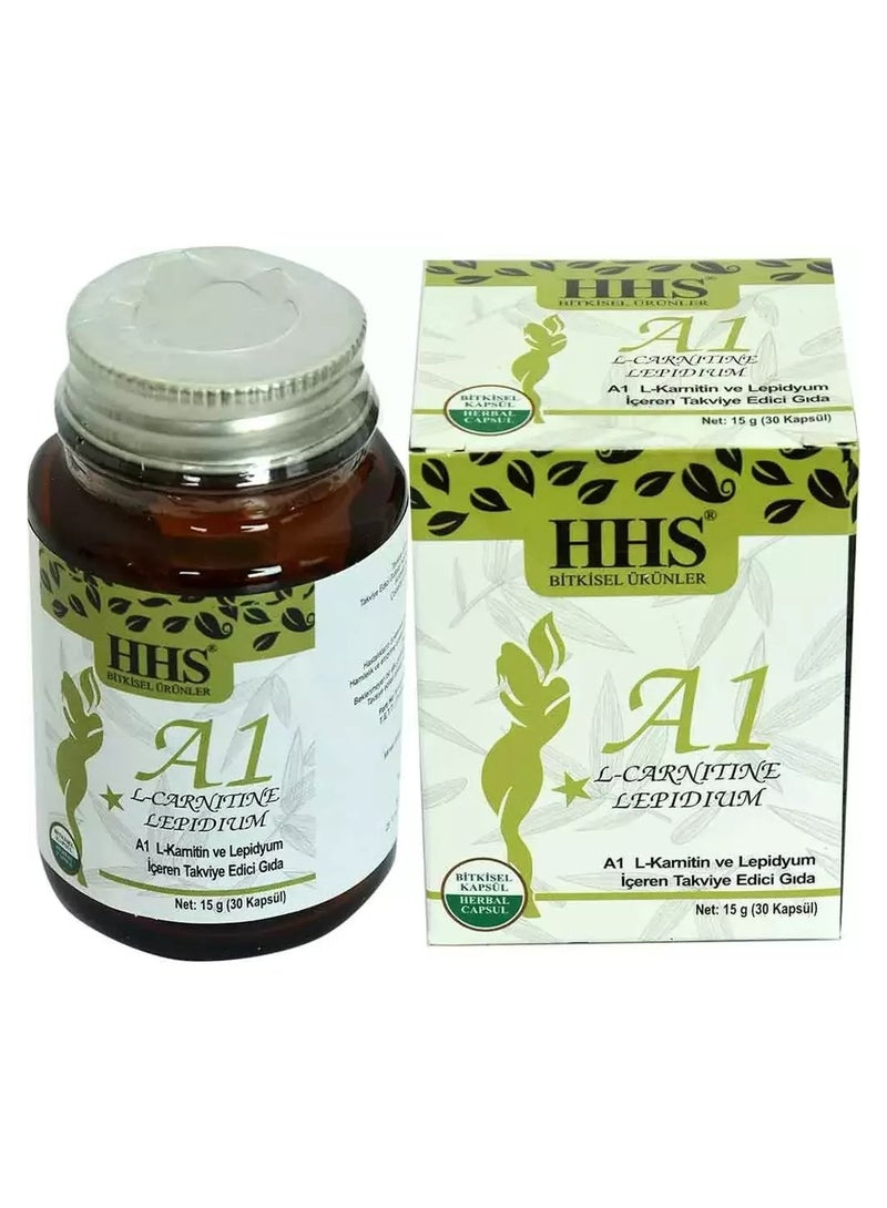 HHS A1 L-Carnitine and Lepidium Dietary Supplement to Support Weight Loss, Suppress Appetite and Stimulate Fat Burning 30 Capsules