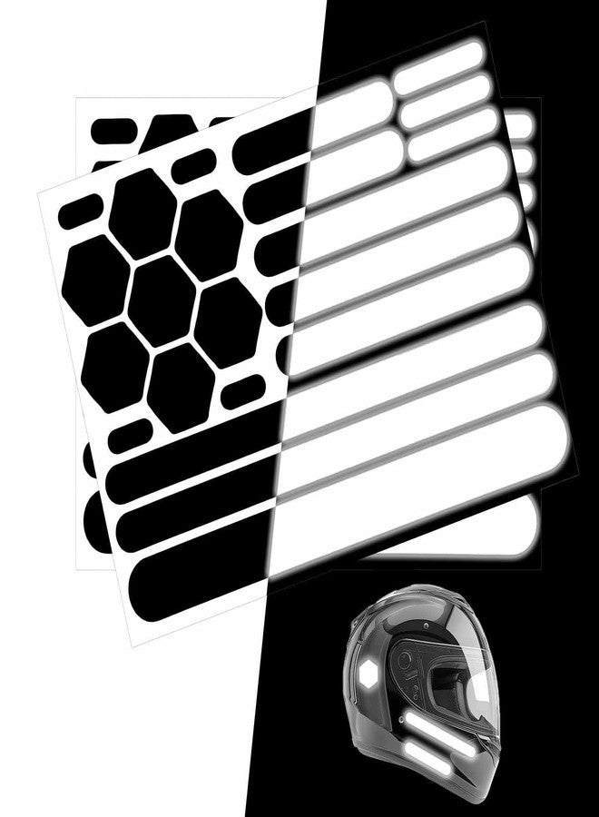 RupeeRise 22Pcs Retro Strong Reflective Stickers, Reflective Tape for Helmets, High Visibility Black Decals for Motorcycle and Bicycle, Discreet Design for Night Safety - Image 1
