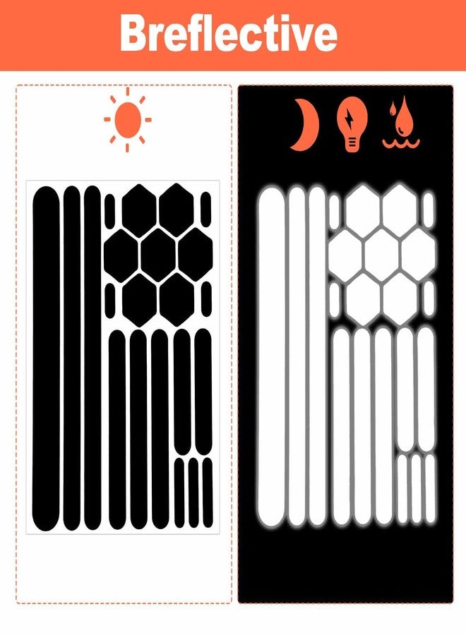 RupeeRise 22Pcs Retro Strong Reflective Stickers, Reflective Tape for Helmets, High Visibility Black Decals for Motorcycle and Bicycle, Discreet Design for Night Safety - Image 4