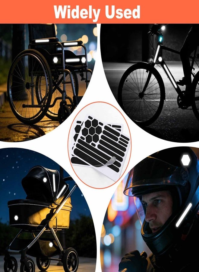 RupeeRise 22Pcs Retro Strong Reflective Stickers, Reflective Tape for Helmets, High Visibility Black Decals for Motorcycle and Bicycle, Discreet Design for Night Safety - Image 3