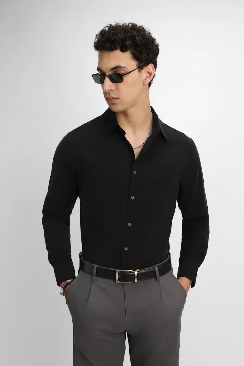 SNITCH Regular Fit Black Shirt
