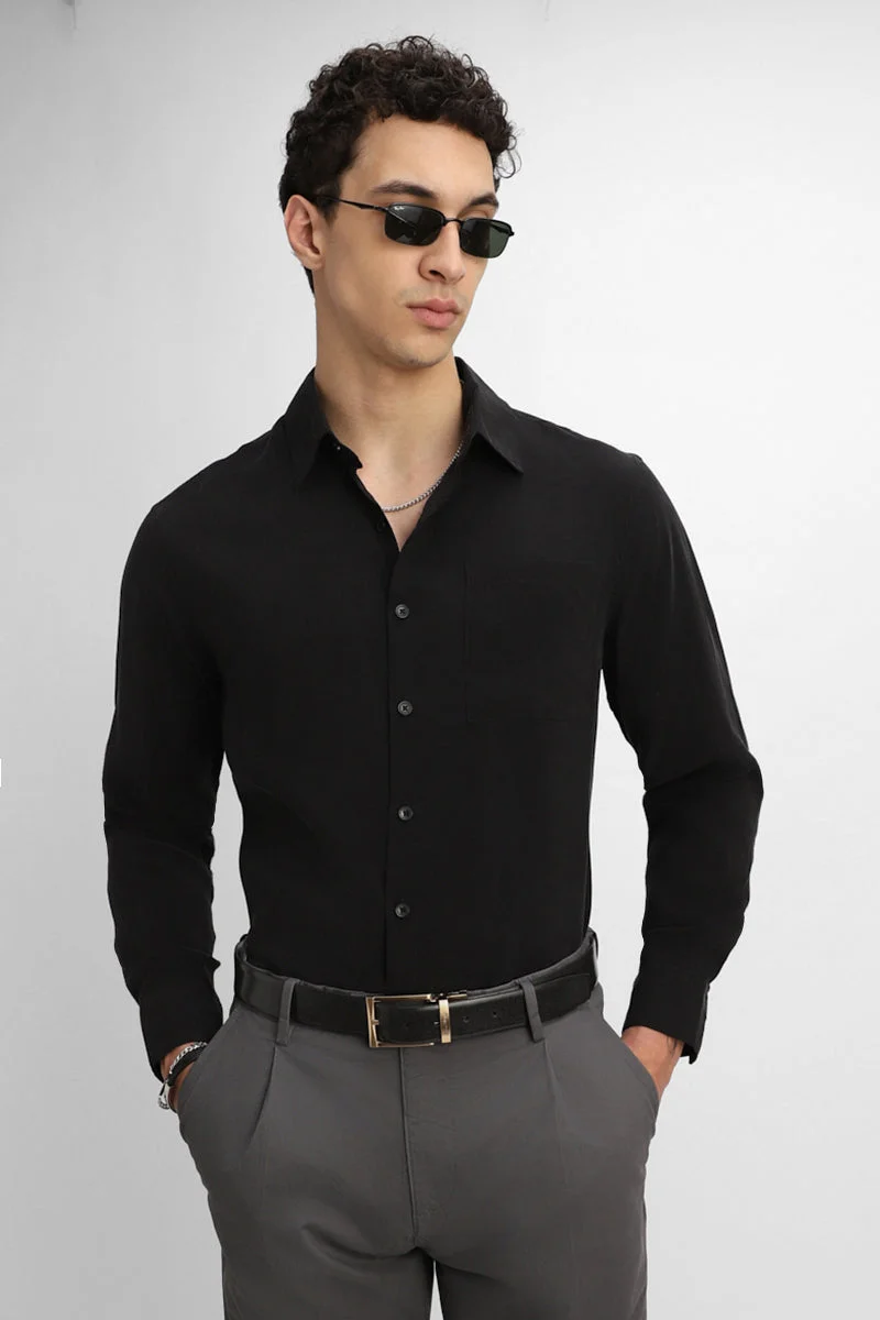 SNITCH Regular Fit Black Shirt