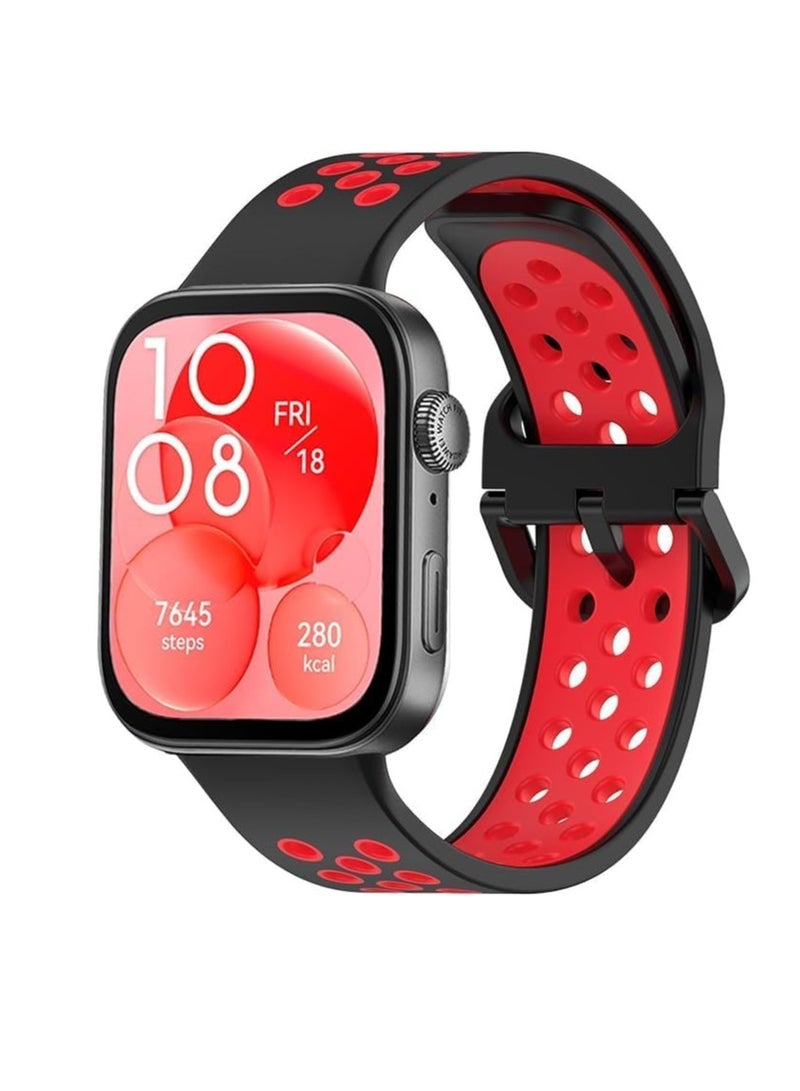 Silicone Strap for Huawei Watch Fit 3 Strap, Nike Breathable Soft Silicone Replacement Strap for Huawei Watch Fit 3 Band Women/Men, Adjustable Waterproof Sports Strap for Huawei Fit3  - Image 1