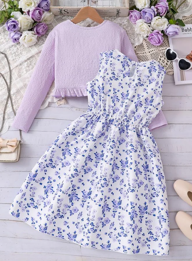 Take Two Take Two Teens Purple Floral Dress and Bolero Set
