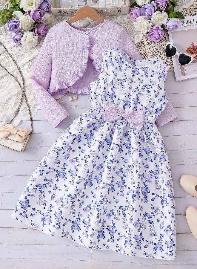 Take Two Take Two Teens Purple Floral Dress and Bolero Set