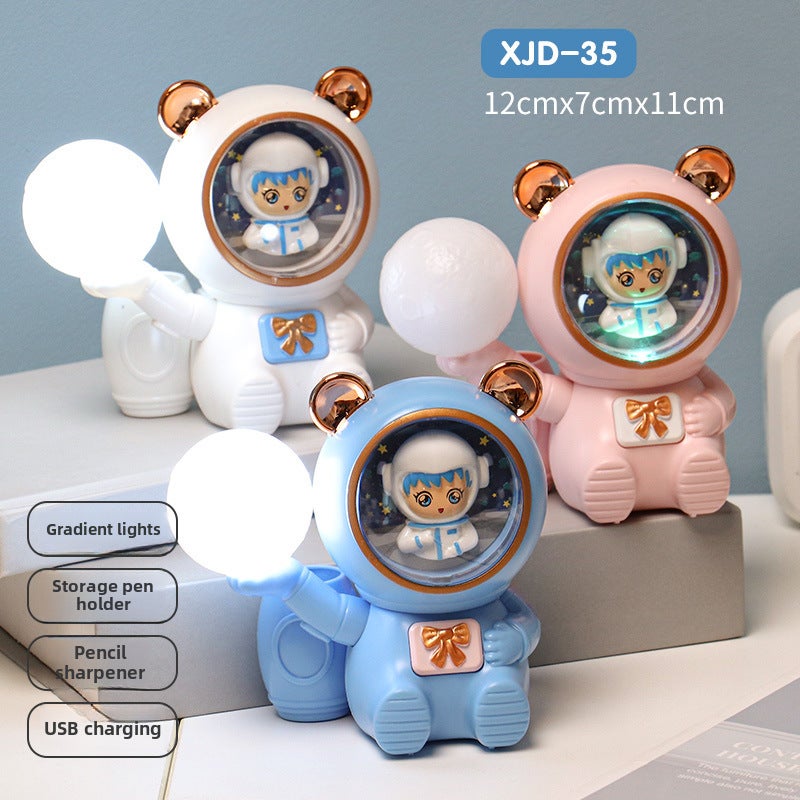 Cartoon LED Desk Lamp Folding Eye-Protection XJD 35 table lamp two-gear pen barrel pencil sharpener