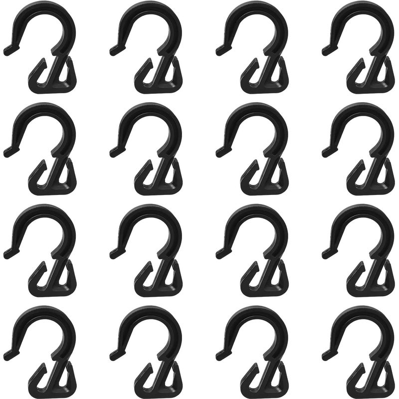 Nylon Net Hook LUORNG 16PCS Black Bungee Cord Hooks for Cargo Net Bungee Net Truck Net Truck OrganizerElastic Rope Hook