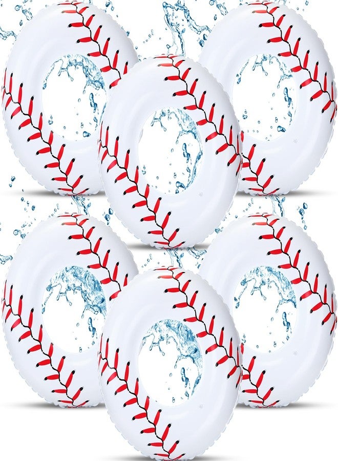 ShinyRelief 6 Pcs 35.4" Inflatable Baseball Pool Floats Swim Rings Swimming Pool Tube Beach Sports Party Blow up Toys for Summer Decoration Lake Use - Image 1