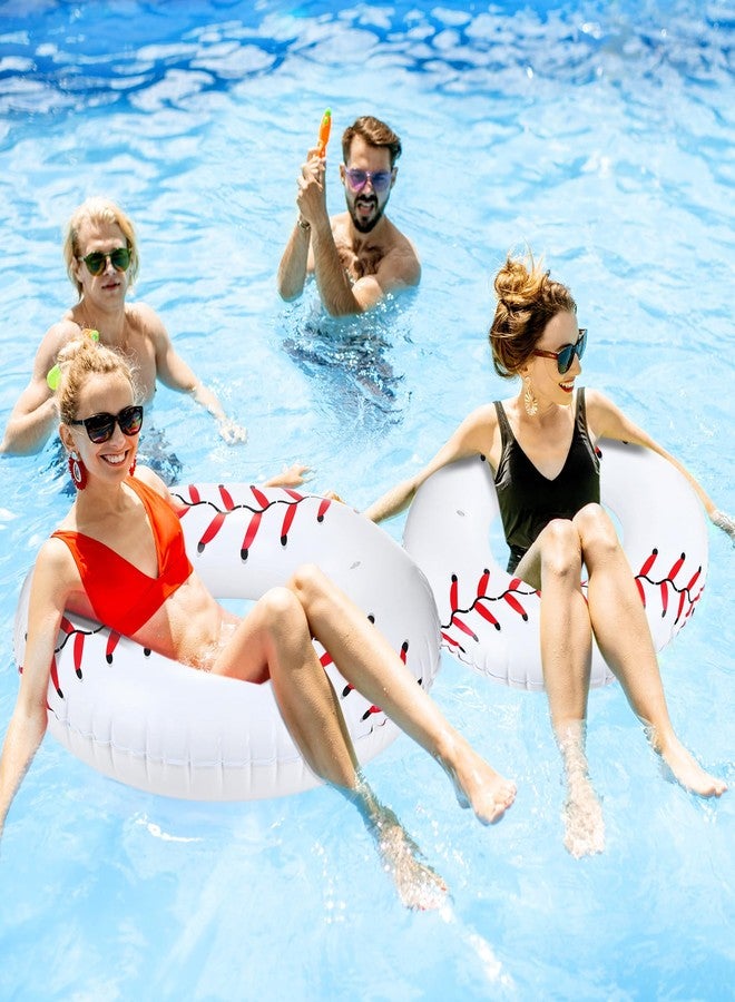 ShinyRelief 6 Pcs 35.4" Inflatable Baseball Pool Floats Swim Rings Swimming Pool Tube Beach Sports Party Blow up Toys for Summer Decoration Lake Use - Image 5