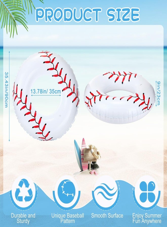ShinyRelief 6 Pcs 35.4" Inflatable Baseball Pool Floats Swim Rings Swimming Pool Tube Beach Sports Party Blow up Toys for Summer Decoration Lake Use - Image 2