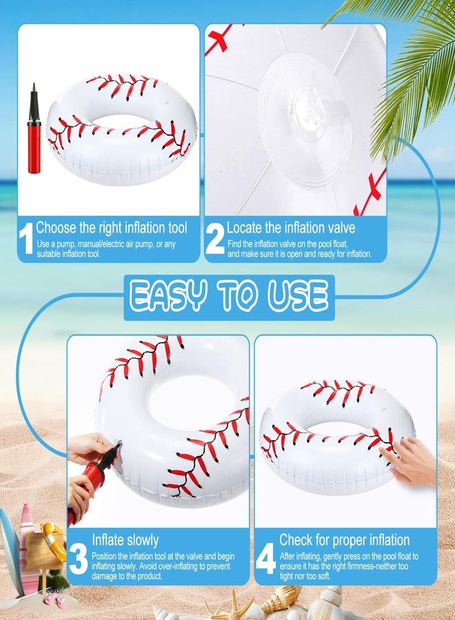 ShinyRelief 6 Pcs 35.4" Inflatable Baseball Pool Floats Swim Rings Swimming Pool Tube Beach Sports Party Blow up Toys for Summer Decoration Lake Use - Image 4