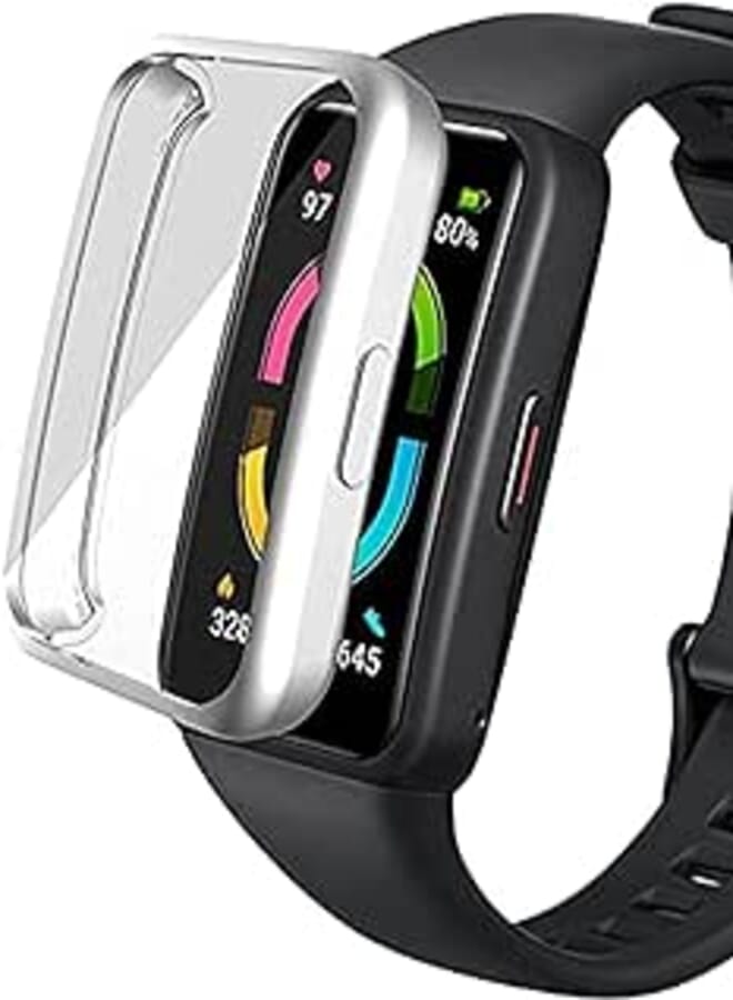 OR For Honor Band 6 Watch Case Soft TPU Protective Cover For huawei watch case Frame Bumper Shell , Silver