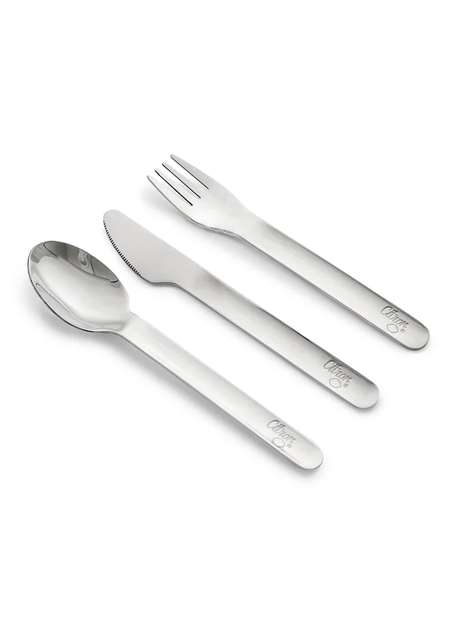 Citron Stainless Steel Cutlery Set With Pouch, Eco - Friendly Utensils For On The Go Dining - Caramel