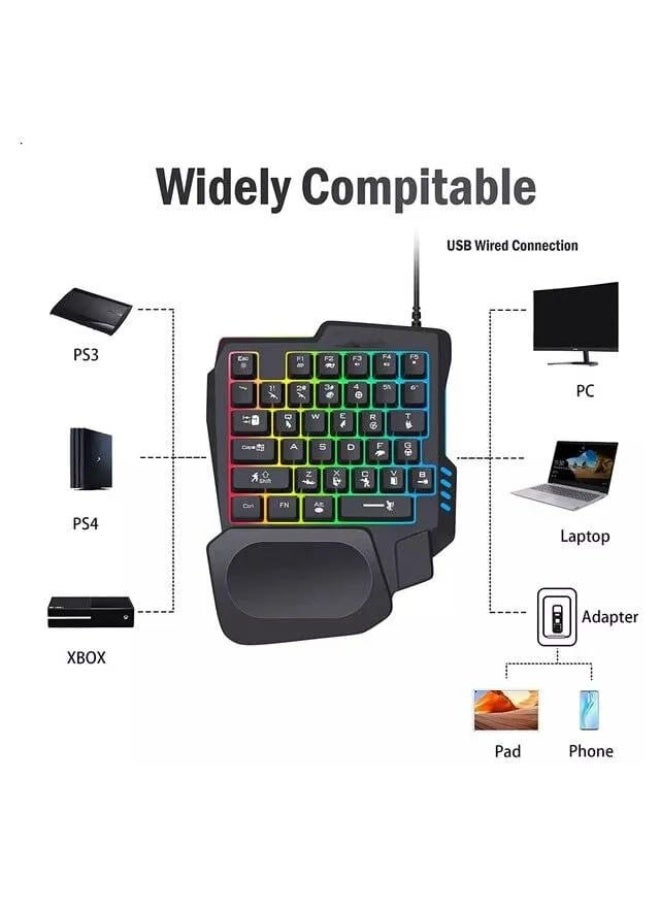 JeDEL K601 One-Handed Keyboard, 35 Keys, RGB Backlighting, Mini Portable Gaming Keyboard, Ergonomic Game Console for PC Gamers - Image 2