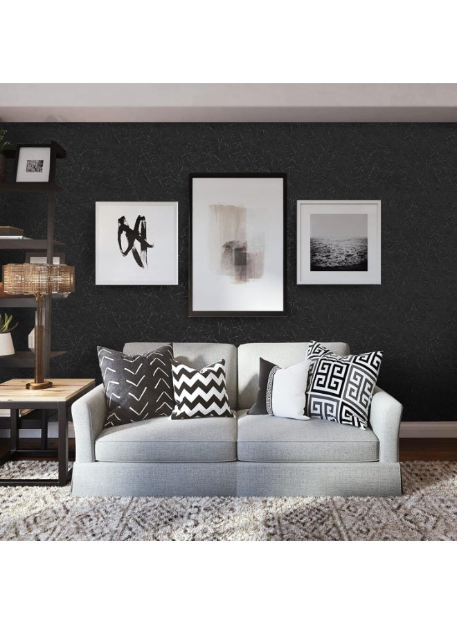 DELGREEN 1 Roll Black Silk Wallpaper Embossed Self Adhesive Peel and Stick Wallpaper Contact Paper Removable Waterproof Kitchen Vinyl Wrap Cabinet Furniture Textured Renter Friendly Wall Gift Paper（40*500cm） - Image 5