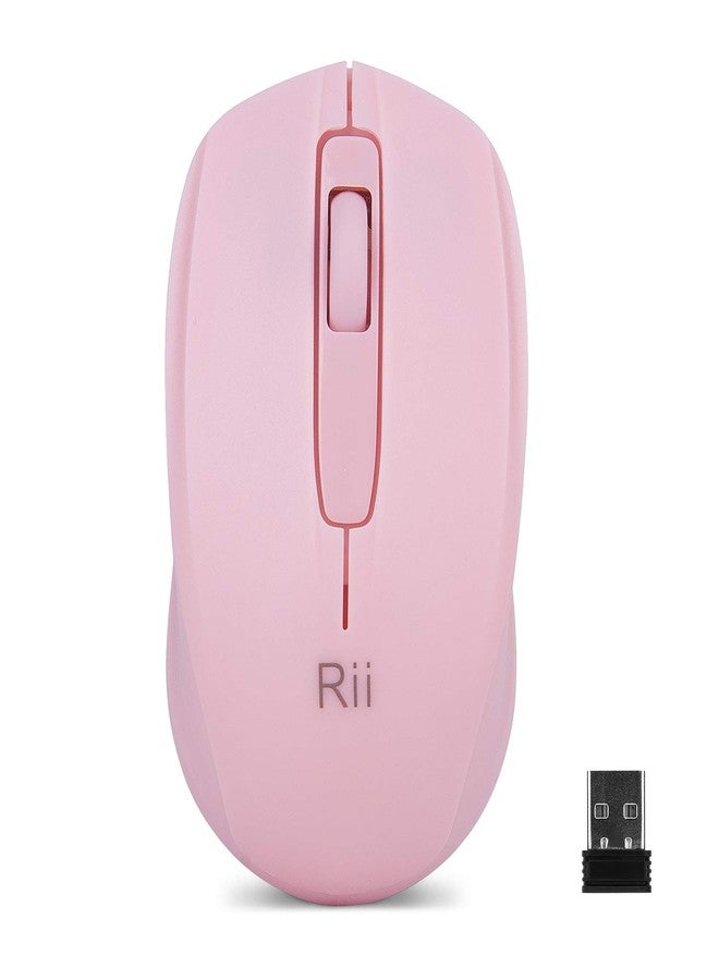Rii Wireless Mouse,2.4G Portable Computer Mice for PC, Laptop, Windows,Office Included Wireless USB dongle (Pink) - Image 1