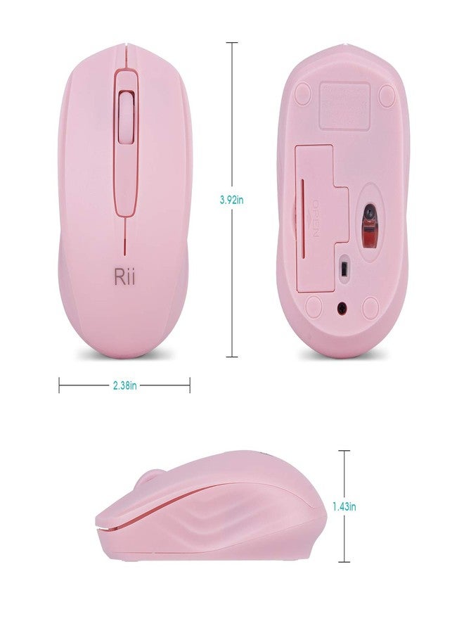 Rii Wireless Mouse,2.4G Portable Computer Mice for PC, Laptop, Windows,Office Included Wireless USB dongle (Pink) - Image 2