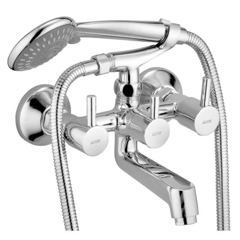 ALTON GRC3795 Brass Wall Mixer With Crutch 5Function Hand Shower With 15 Meter Flexible Tube Chrome - Image 1
