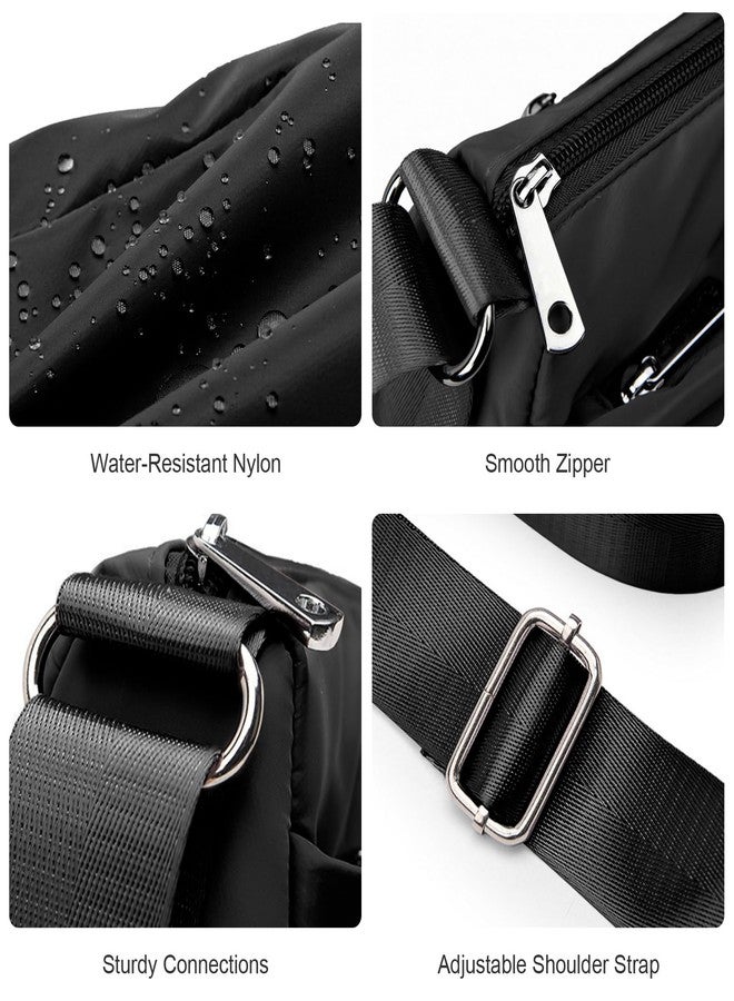 LassZone Nylon Shoulder Bag for Women Trendy Large Capacity Handbag Multi-Pocket Crossbody Bag Fashion Handle Satchel Lightweight Waterproof Messenger Bag - Image 5
