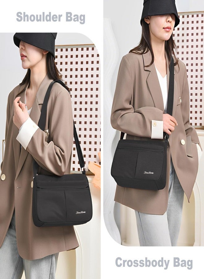 LassZone Nylon Shoulder Bag for Women Trendy Large Capacity Handbag Multi-Pocket Crossbody Bag Fashion Handle Satchel Lightweight Waterproof Messenger Bag - Image 2