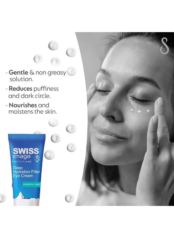 SWISS image - Eye Cream for Deep Hydration with Niacinamide 15 ml Reduces Dark Circles, Puffiness & Fine Lines Brightens & Firms Delicate Under-Eye Area For All Skin Types Swiss Made - Image 1