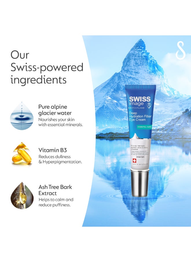 SWISS image - Eye Cream for Deep Hydration with Niacinamide 15 ml Reduces Dark Circles, Puffiness & Fine Lines Brightens & Firms Delicate Under-Eye Area For All Skin Types Swiss Made - Image 1