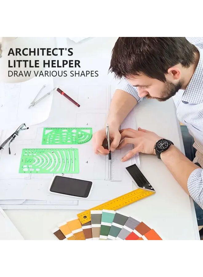 4 Pcs Multi Purpose Architectural PETG Drawing Template Durable Flexible Geometric Stencil - Image 5