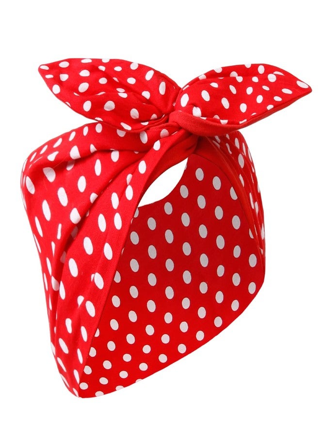 Huachi رباط رأس هيواتشي مزخرف بنقاط حمراء وبيضاء مع قوس، عصابة شعر عتيقة بسلك، إكسسوارات شعر عريضة للنساء والفتيات من طراز الخمسينات - Image 1