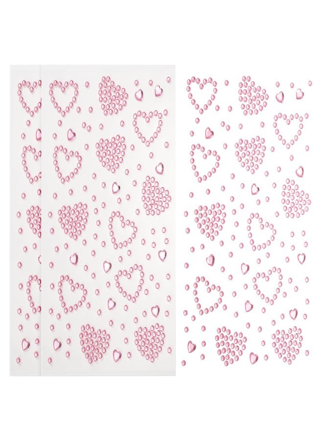 PATIKIL 3Sheets Heart Face Gems, Self Adhesive Hair Gems Stickers Face Stickers for Women Eye Hair Body Festival Makeup Rave Accessories, Pink - Image 1