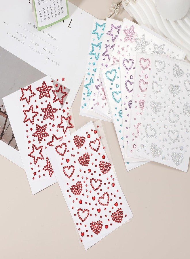 PATIKIL 3Sheets Heart Face Gems, Self Adhesive Hair Gems Stickers Face Stickers for Women Eye Hair Body Festival Makeup Rave Accessories, Pink - Image 4