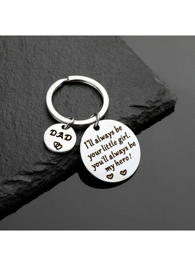 Qibote Father's Day Gifts, Dad Birthday Gifts From Daughter, Double Side I'Ll Always Be Your Little Girl, You Will Always Be My Hero, Best Dad Ever Keychain For Valentine's Day Gifts, Silver, Small - Image 5
