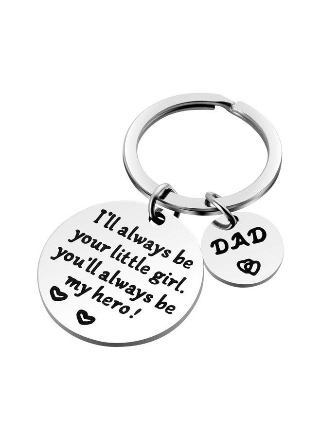 Qibote Father's Day Gifts, Dad Birthday Gifts From Daughter, Double Side I'Ll Always Be Your Little Girl, You Will Always Be My Hero, Best Dad Ever Keychain For Valentine's Day Gifts, Silver, Small - Image 3