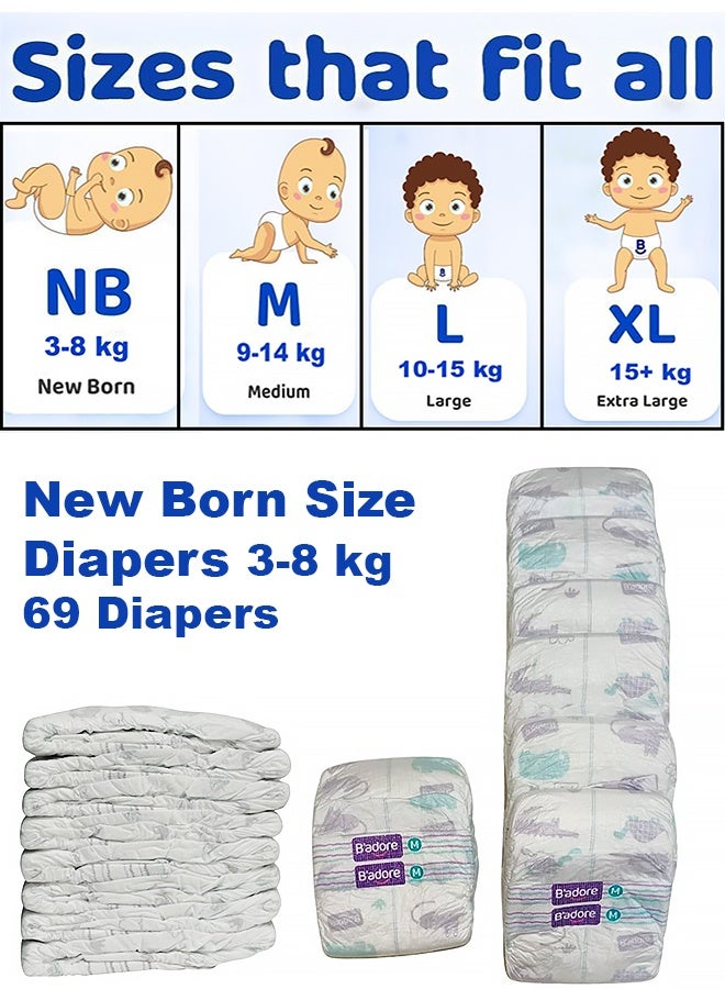 b'adore Baby Diapers New Born, 3-8 Kg, Super absorbent upto 12hrs - Image 2
