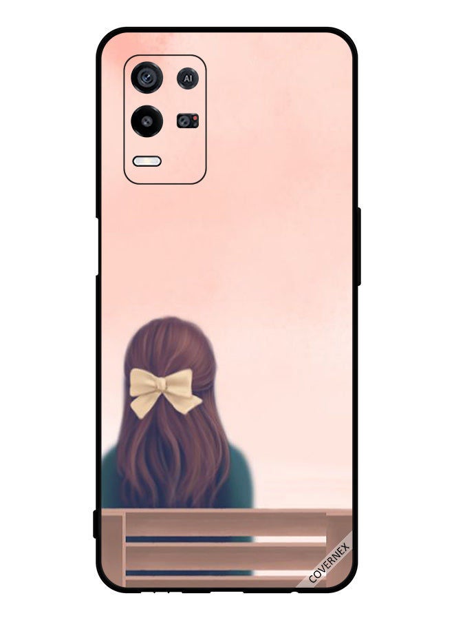 Protective Case Cover For Oppo K9x Lovely Girl Site On Bench