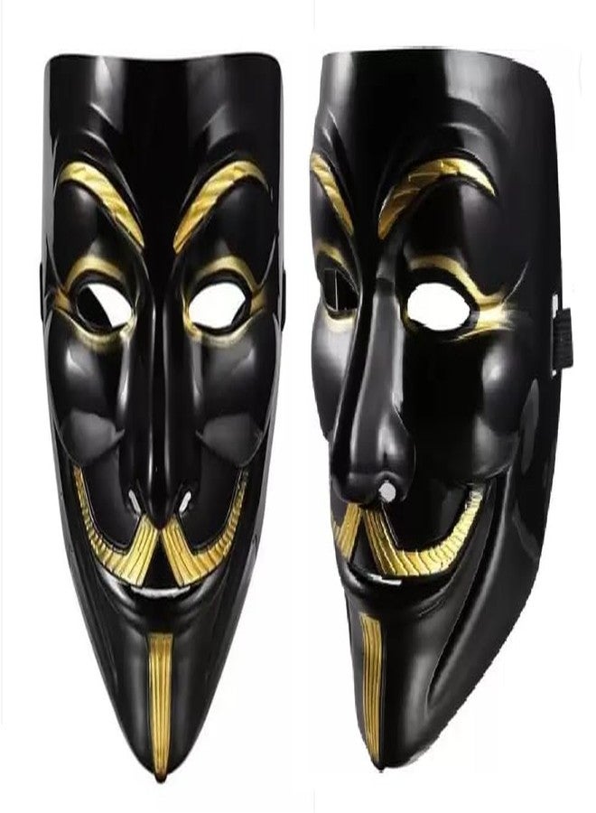 ASBK Multi Color Plastic Cyberpunk Hacker Halloween Christmas and Event Theme party/Cosplay Mask (Pack of 2 Black) - Image 1