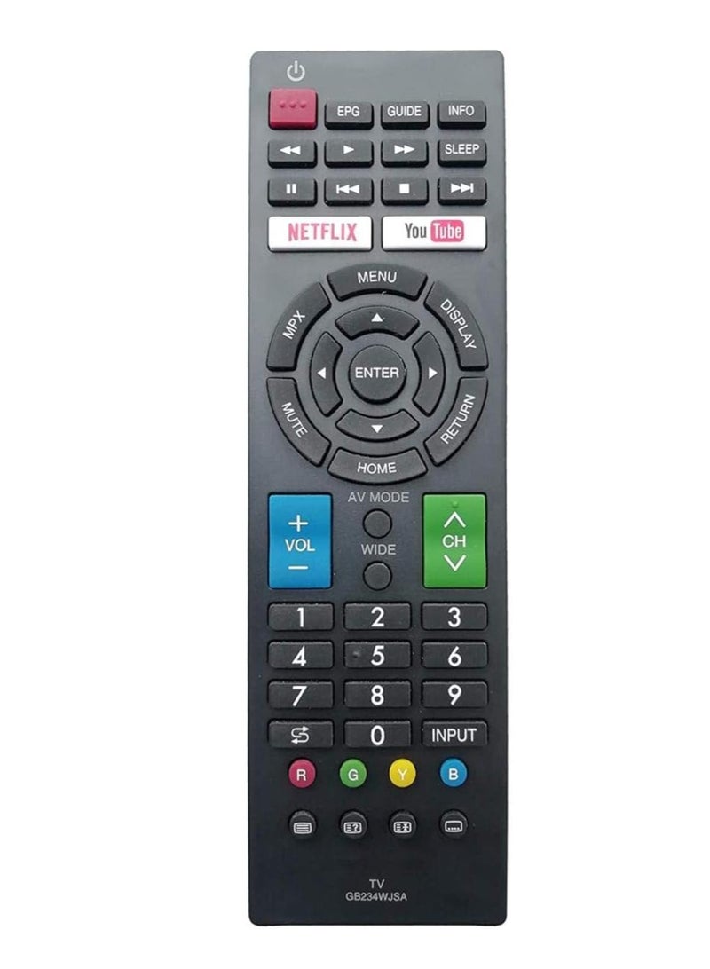 New Replacement Remote Control, Remote Control Fit, Universal Remote Control Compatible with Sharp Smart LED/LCD/Ultra HD Model: GB234WJSA (Netflix & YouTube Function) (Black) - Image 1