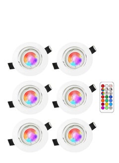 Comely Set of 6 RGB Adjustable Recessed LED Spotlights with Color Changing,  White Round Metal Recessed Ceiling Light  - Image 2