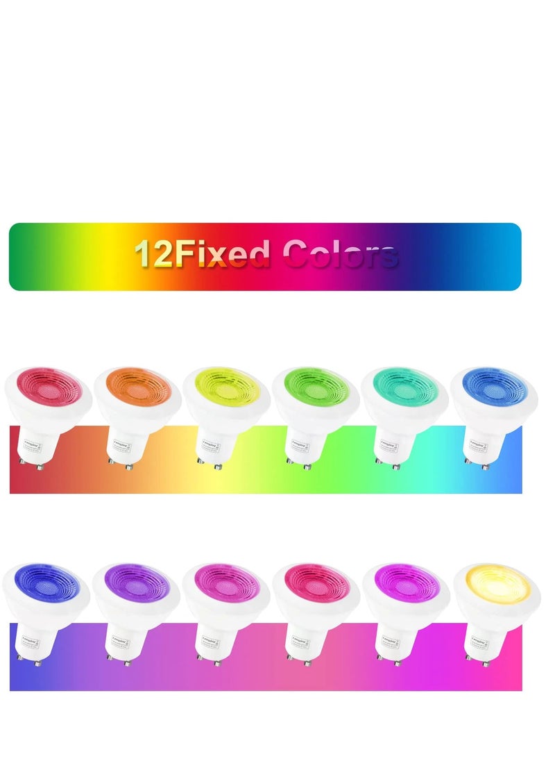 Comely - Set of 6 RGB Adjustable Recessed LED Spotlights with Color Changing,  White Round Metal Recessed Ceiling Light - Image 1