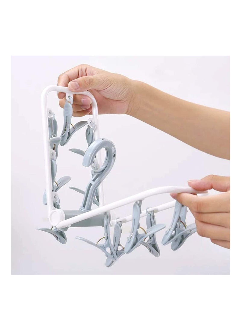 Cuken - 2 Pack Folding Portable Laundry Hanger,  12 Clips Laundry Drying Rack Folding Sock and Underwear, Drip Foldable Hanging Rack, 360 Rotatable - Image 1