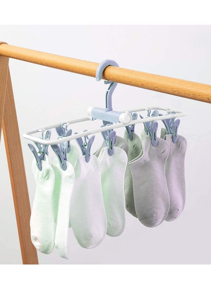 Cuken - 2 Pack Folding Portable Laundry Hanger,  12 Clips Laundry Drying Rack Folding Sock and Underwear, Drip Foldable Hanging Rack, 360 Rotatable - Image 1