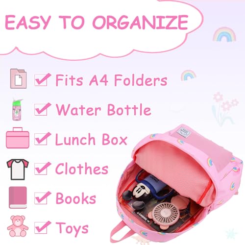 VASCHY Kids School Backpack Rucksack for Boys Girls Children's Toddler Backpack Kindergarten Book Bag with Chest Buckle, Rainbow Pink, Arc-en-ciel Rose, Daypack Backpacks - Image 3