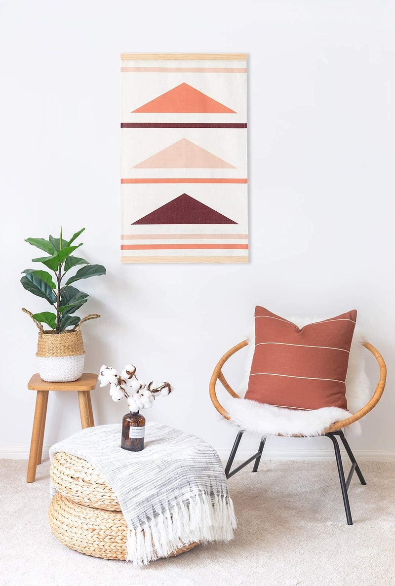 Hofdeco Modern Boho Decorative Throw Pillow Cover ONLY, for Couch, Sofa, Bed, Rust Stripes Plaid, 20"x20", Set of 2 - Image 5
